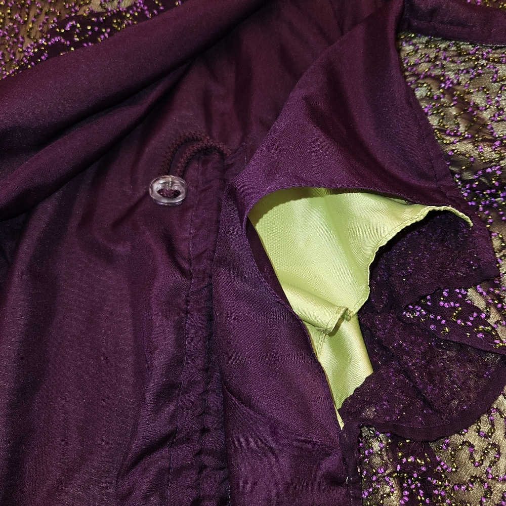 Je Matadi Gown Beaded Silk Fabric Shell Prom Formal Glam Purple Green Dress - Picture 10 of 17